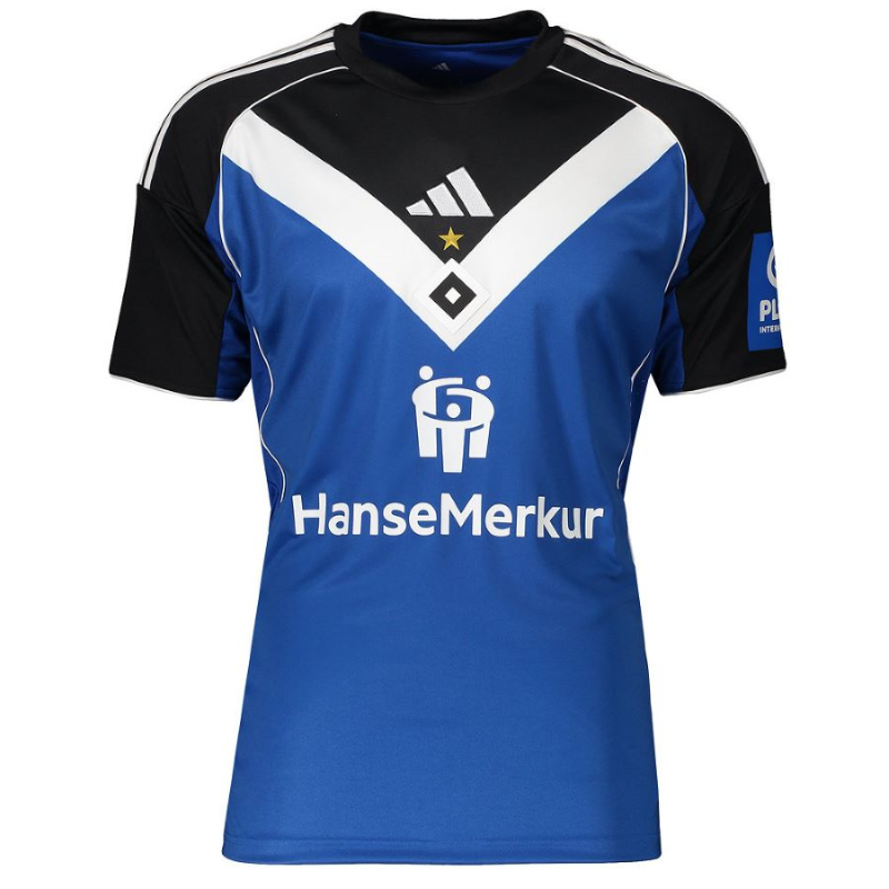Hamburger SV 2025/26 Trasferta Shirt – Blu Intenso Con V Bianca e Maniche Nere